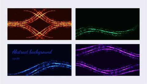 Abstract futuristic light background set with shine dust sparkling Stock Illustration