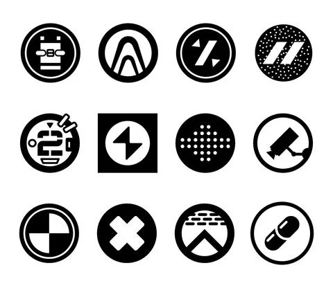 Abstract futuristic logos. Sci fi icons. Stock Illustration