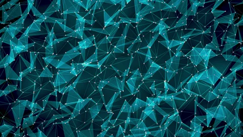 Abstract Futuristic Low Poly Plexus Network Background with Glowing Polygon Stock Footage 340117302