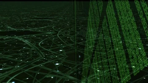 Abstract futuristic matrix effect animation with computer code streams 動画素材 152216428