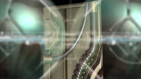 Abstract futuristic mechanical device rotating animation Stock Footage 327870596