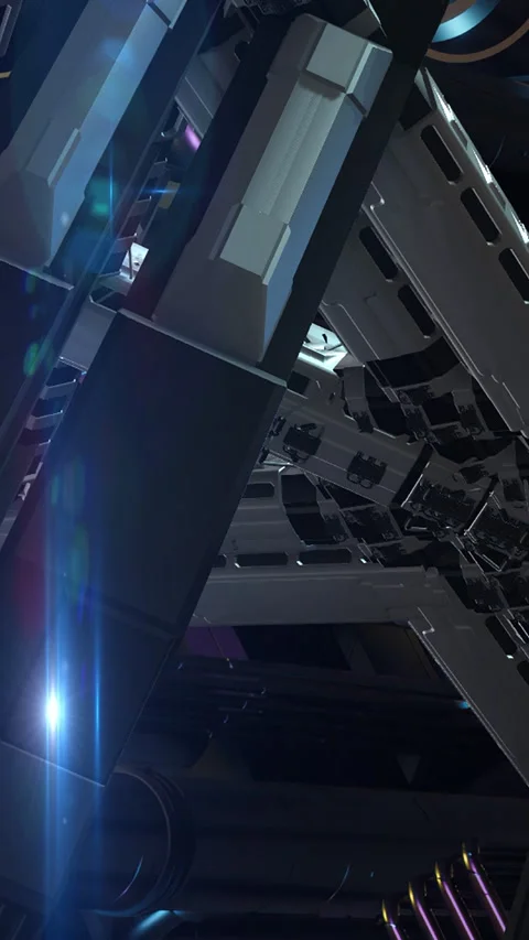 Abstract futuristic mechanical structure rotating slowly Stock Footage 341875180