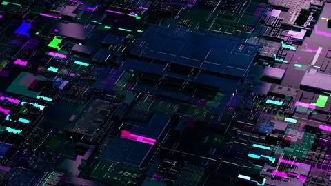 Abstract Futuristic Microchips and CPU Processors Loopable Animation Stock Footage 117239712