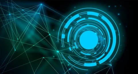 Abstract futuristic - Molecules technology with linear and polygonal pattern sha 库存插图