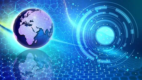 Abstract futuristic - Molecules technology with linear and polygonal pattern sha Stock Illustration