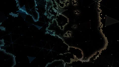 Abstract futuristic - Molecules technology with polygonal shapes on dark space Illustrazione stock