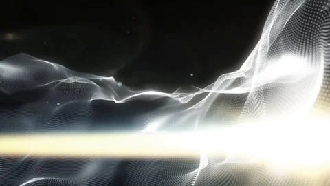 Abstract futuristic motion background of digital white colored wave particles Stock Footage 125013290