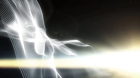 Abstract futuristic motion background of digital white colored wave particles Stock Footage 125013298