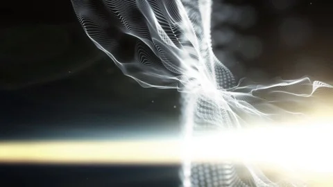 Abstract futuristic motion background of digital white colored wave particles Stock Footage 125013300