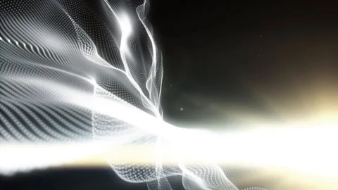 Abstract futuristic motion background of digital white colored wave particles Stock Footage 125013308