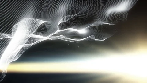 Abstract futuristic motion background of digital white colored wave particles Stock Footage 125013311
