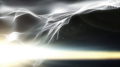 Abstract futuristic motion background of digital white colored wave particles Stock Footage 125013314