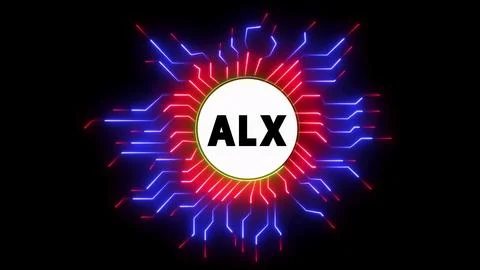 Abstract futuristic neon technology alx logo Stock Illustration