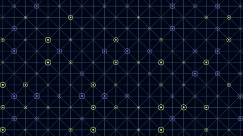 Abstract futuristic network grid with connected nodes and glowing circles Stock Footage 333188053
