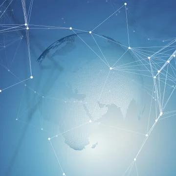 Abstract futuristic network shapes. High tech background, connecting lines and Stock Illustration