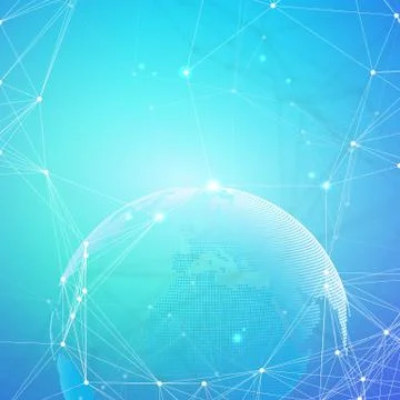 Abstract futuristic network shapes. High tech background, connecting lines and Stock Illustration