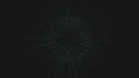 Abstract futuristic particle explosion sphere with glowing lines on dark Stock-Footage 333151395