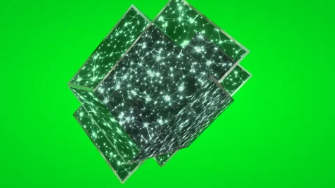 Abstract Futuristic Polygon with Neural Network Texture on Green Background Stock Footage 336406821