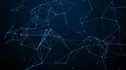 Abstract futuristic, polygonal space with a dark background with connecting Stock Footage 80937706