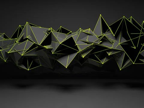 Abstract futuristic polygonal structure 3d render Stockillustratie