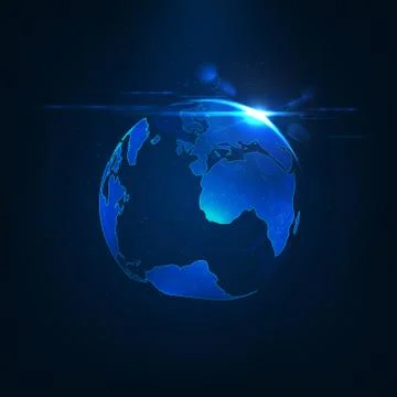 Abstract futuristic realistic earth . Sci Fi globe at motion Stock-Illustration