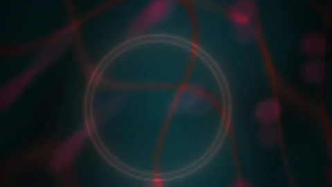Abstract Futuristic Red Neon Circle Glowing with Flowing Light Trails on Da.. Stock Footage 343686816