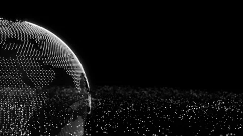 Abstract futuristic rotating world globe in particles or small dots. Stock Footage 84981933