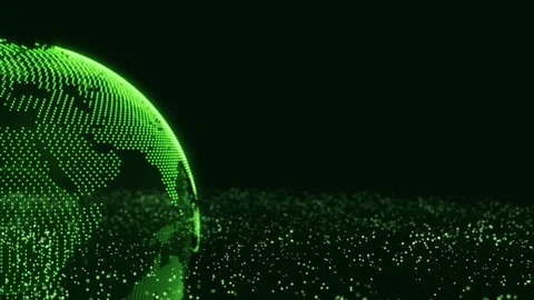 Abstract futuristic rotating world globe in particles or small dots. Stock Footage 84982020