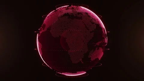 Abstract futuristic rotating world globe in particles or small dots. Stock Footage 84982485