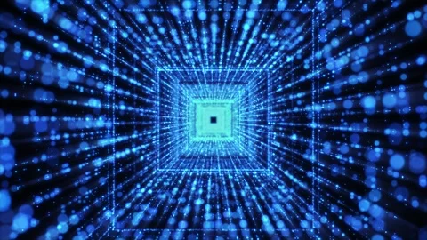 An abstract futuristic scene of a cyberworld, a sci-fi particle tunnel. Stock Footage 318722334