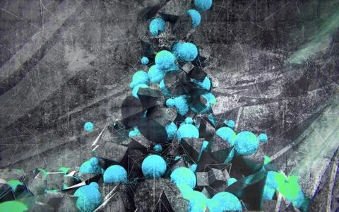 Abstract futuristic sci-fi chaotic background with mind structure. Stock-Illustration