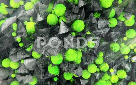 Abstract futuristic sci-fi chaotic background with mind structure. Illustrazione stock