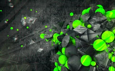 Abstract futuristic sci-fi chaotic background with mind structure. Stock-Illustration