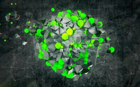 Abstract futuristic sci-fi chaotic background with mind structure. Stock-Illustration