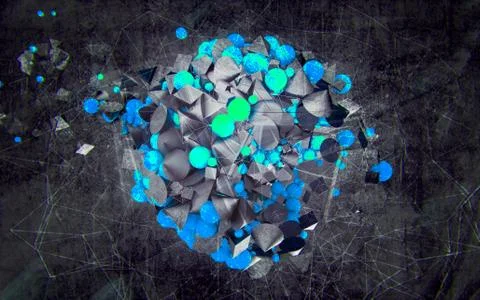 Abstract futuristic sci-fi chaotic background with mind structure. Stock-Illustration
