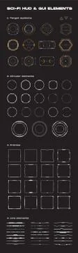 Abstract futuristic sci-fi concept user interface HUD. Vector set of circular Ilustración de archivo
