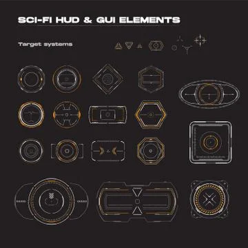Abstract futuristic sci-fi concept aim user interface HUD. Vector set techno Stock Illustration