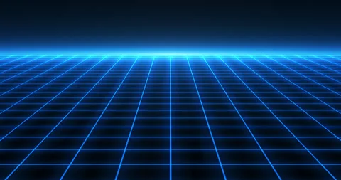 Abstract futuristic, sci-fi neon grid or wireframe mesh in blue color, techno 動画素材 240629105