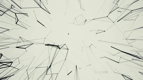 Abstract Futuristic Sci-Fi Polygonal Black and White Glow Lines Dots Motion Stock Footage 104110138