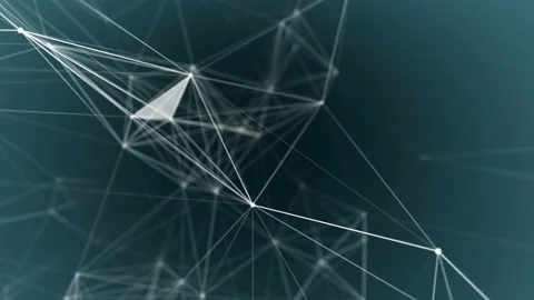 Abstract futuristic Sci-Fi polygonal lines motion. Blue plexus and lightning Stock Footage 112272592