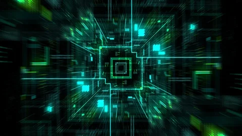 Abstract futuristic sci fi warp tunnel with particle grid. Stock Footage 86841048