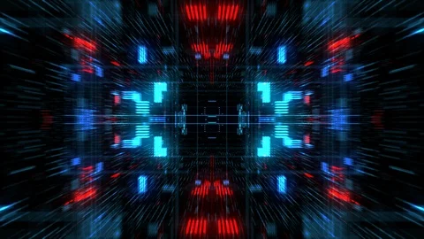 Abstract futuristic sci fi warp tunnel with particle grid. Stock Footage 86842132