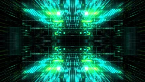 Abstract futuristic sci fi warp tunnel with particle grid. 스톡 일러스트