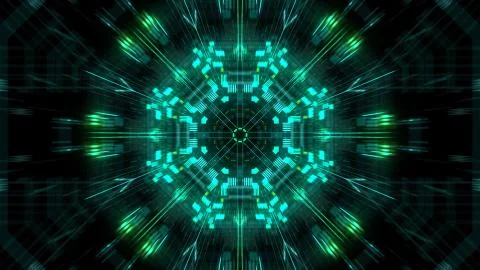 Abstract futuristic sci fi warp tunnel with particle grid. Stock Illustration