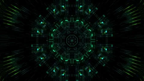 Abstract futuristic sci fi warp tunnel with particle grid. 스톡 일러스트