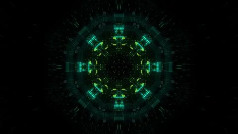 Abstract futuristic sci fi warp tunnel with particle grid. Stock Illustration