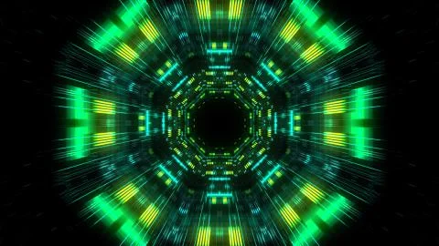 Abstract futuristic sci fi warp tunnel with particle grid. Stock Illustration