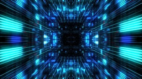 Abstract futuristic sci fi warp tunnel with particle grid. Stock Illustration