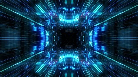 Abstract futuristic sci fi warp tunnel with particle grid. Stock Illustration
