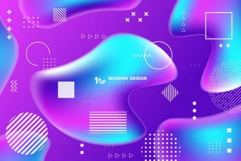 Abstract futuristic science tech gradient color of shape with memphis artwork Stock-Illustration